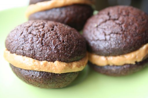 Triple Chocolates Sandwich Cookies with Peanut Butter Filling