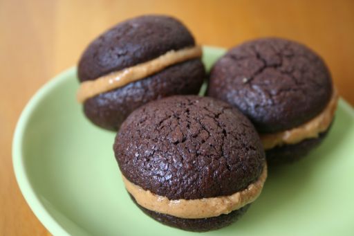 Triple Chocolates Sandwich Cookies with Peanut Butter Filling