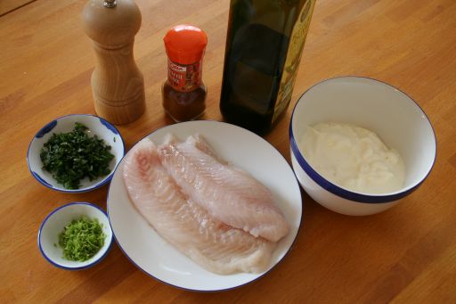Cod with creamy sauce ingredients