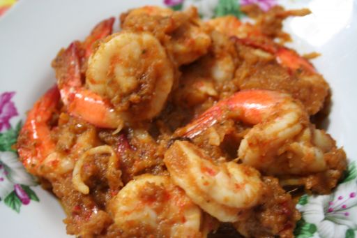 stir fried prawns with salted bean paste