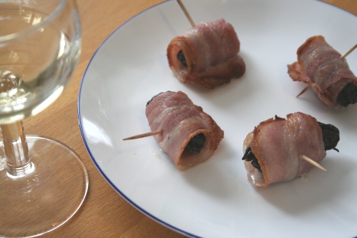 Crispy Bacon wrapped prune